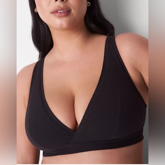 Cacique High Apex Ribbed Cotton Bralette - Picture 1 of 7
